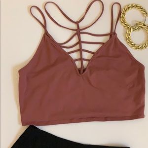 Charlotte Russe Strappy Mauve Pink Crop Top